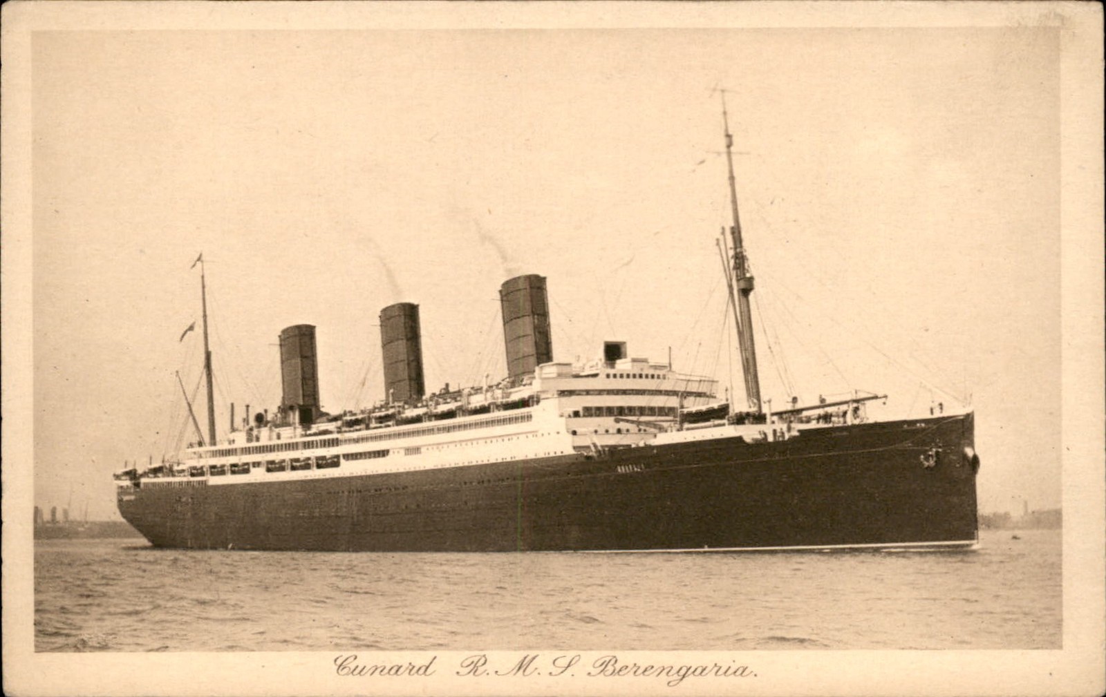 Cunard R.M.S. Berengaria Ships c1920s-30s Vintage Postcard Cunard R.M.S. Berengaria Ships c1920s-30s Vintage Postcard