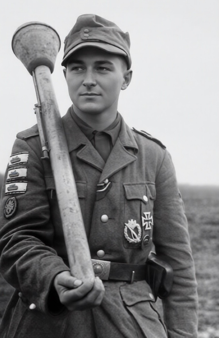 WW II German Photo == Young Soldier With Panzerfaust WW II German Photo == Young Soldier With Panzerfaust