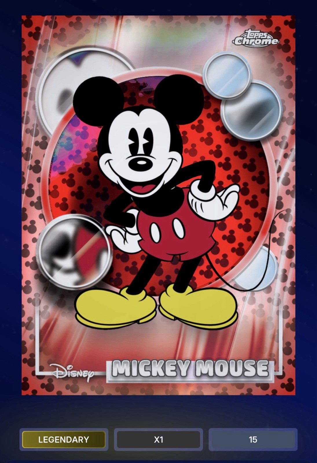 DIGITAL Topps Mickey Mouse Red & Black Legendary /28 Disney Chrome 26