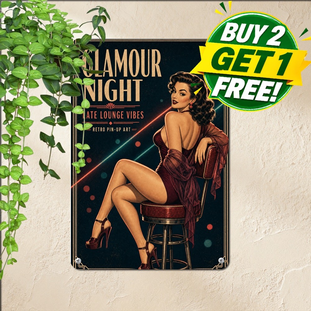 Sexy Bikini Girl Tropical Beach Vacation Portrait Wall Art Metal Tin Sign