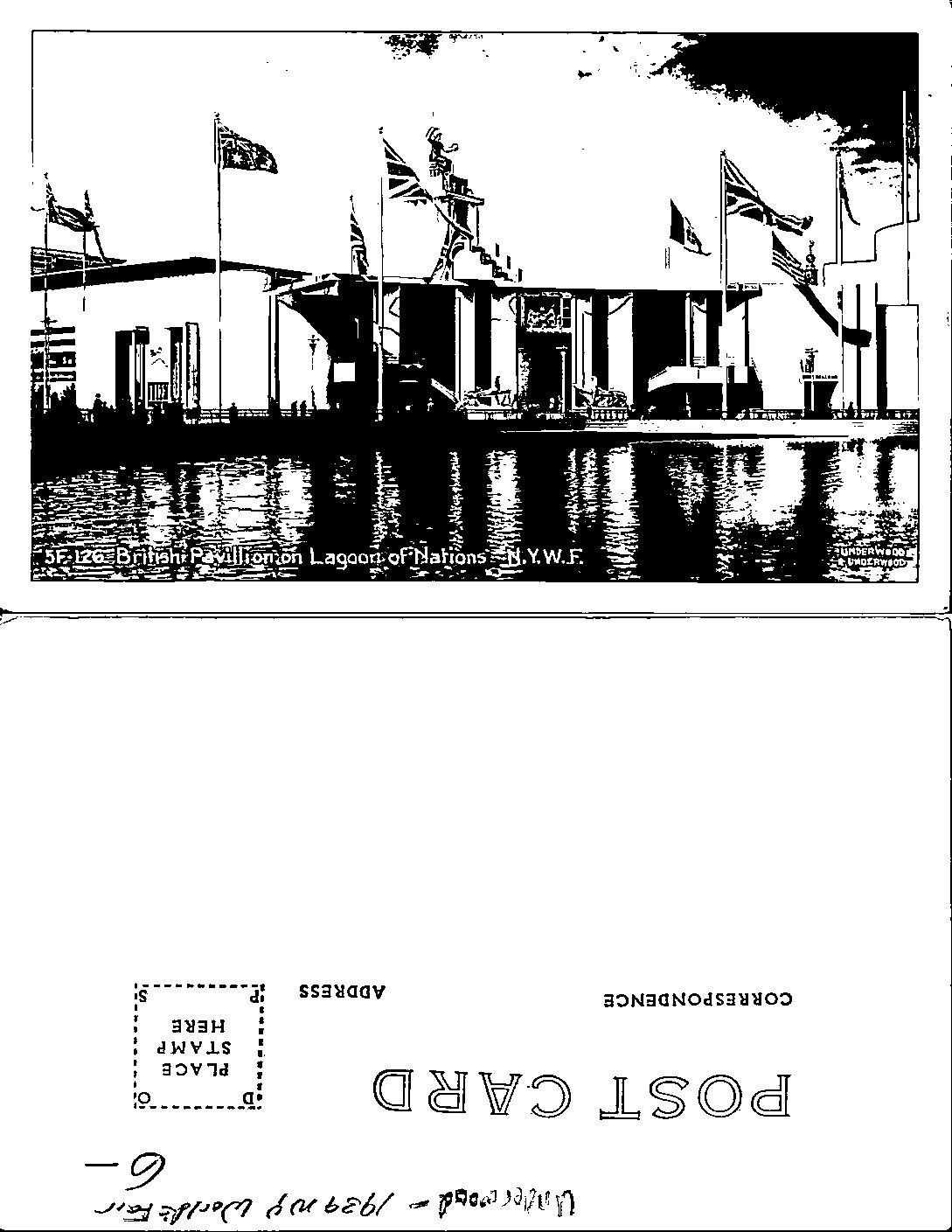 Underwood & Underwood Postcard British Pavilion Lagoon of Nations Vintage 1939 Underwood & Underwood Postcard British Pavilion Lagoon of Nations Vintage 1939
