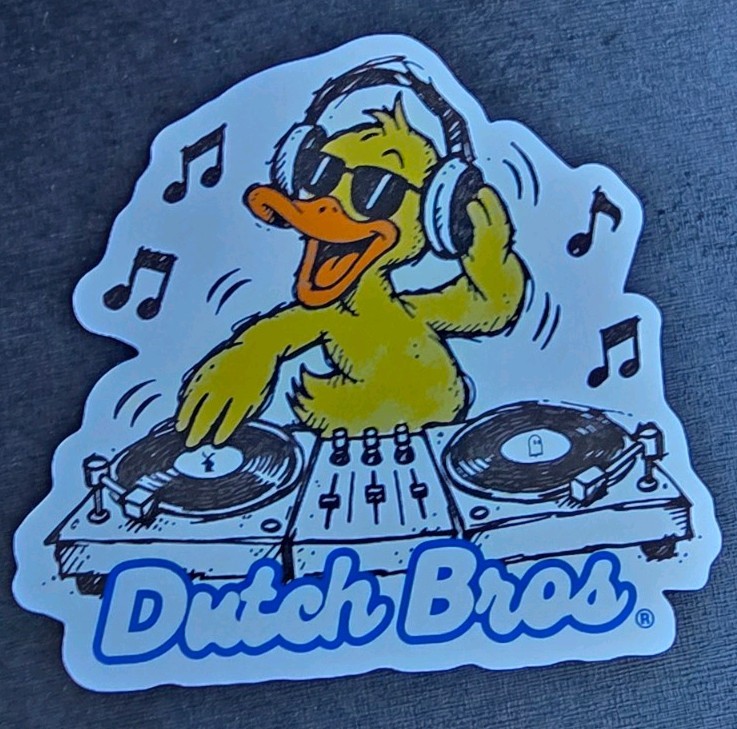 Dutch Bros - Duck DJ Sticker - Lonely Ghost Pop Up - San Tan Valley, AZ - RARE