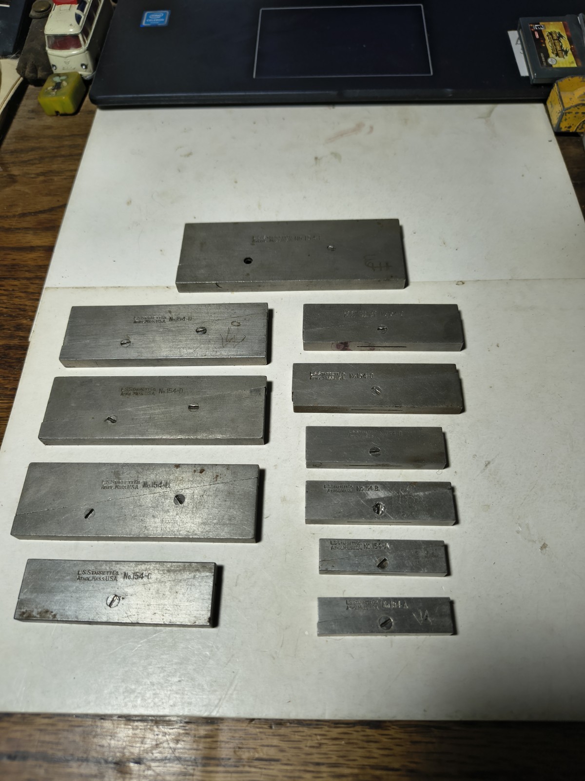 L. S. Starrett No. 154 Set of (11) Adjustable Parallels (A-E) Machinist Tools L. S. Starrett No. 154 Set of (11) Adjustable Parallels (A-E) Machinist Tools