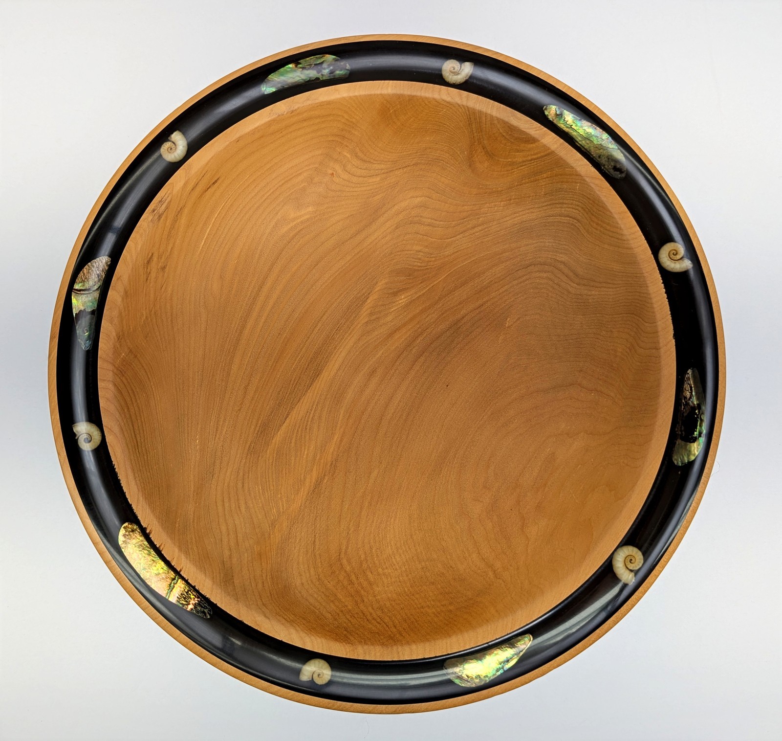Vintage Kauri Wooden Bowl Armin Hanik New Zealand Paua Shell Inlay Signed 2002