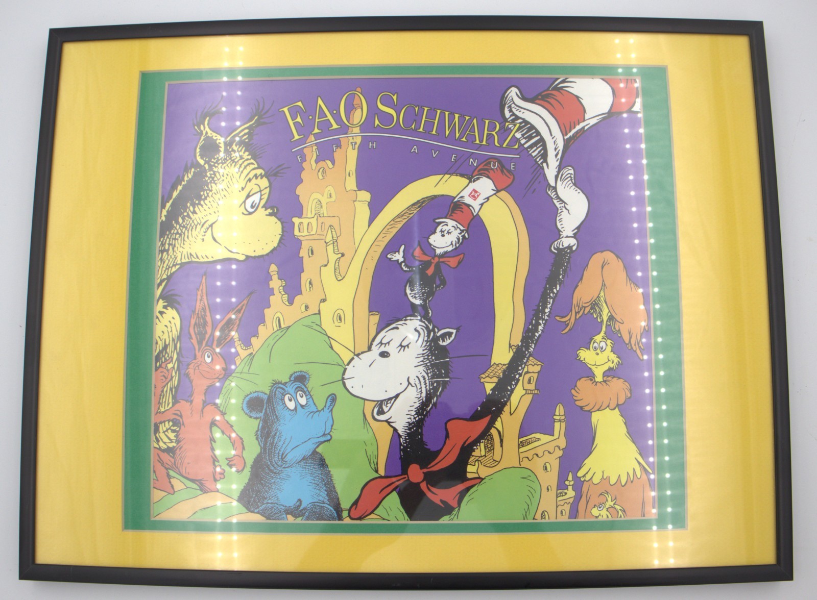 FAO Schwarz Fifth Avenue Dr. Seuss Framed Promotional Art 16.5\