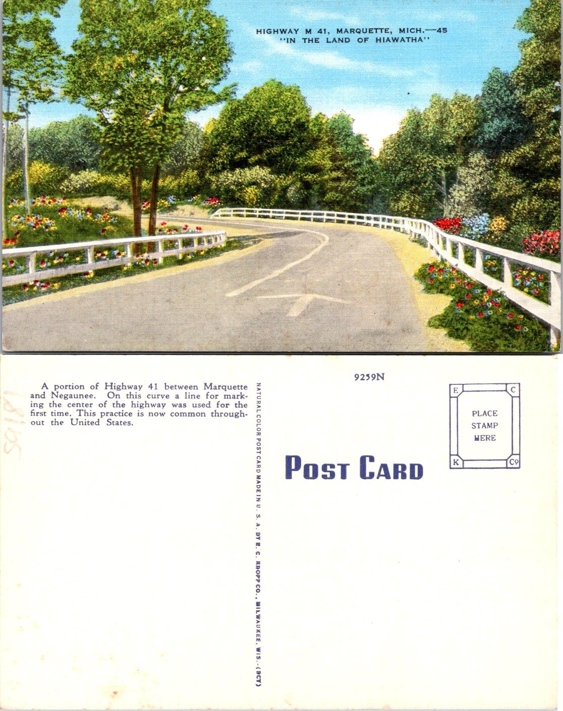 Marquette, MI Road On Highway M 41 Land Of HiawathaPostcard 59181