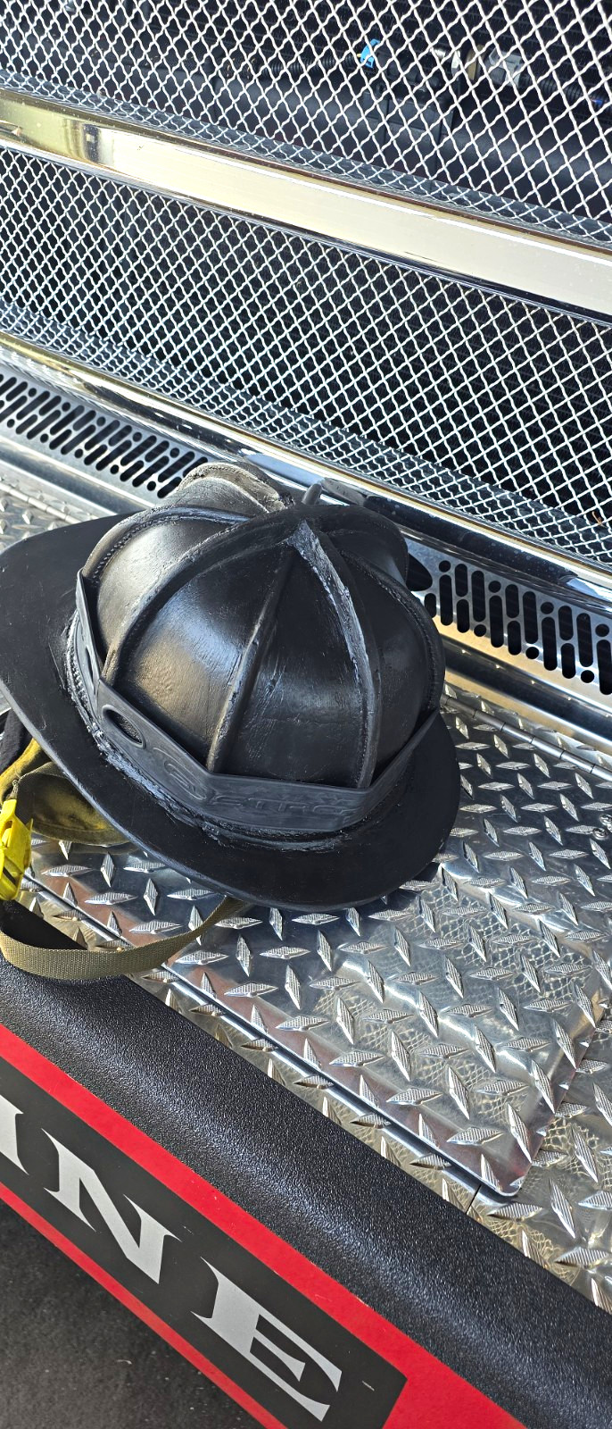 Used Leather Cairns N5A Fire Helmet w/ Chin Strap, Used Leather Cairns N5A Fire Helmet w/ Chin Strap,