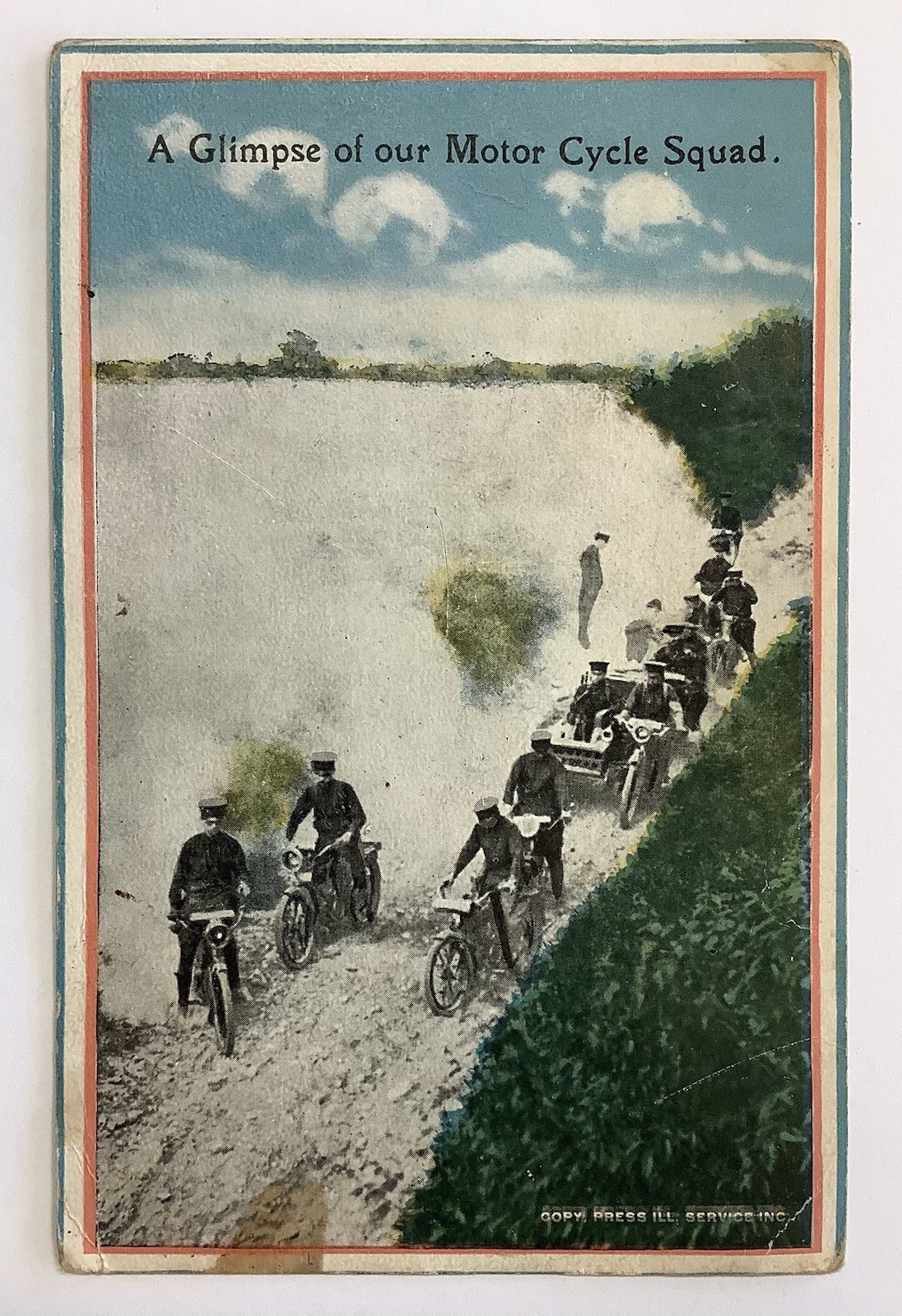 Antique 1918 A Glimpse Of Our Motor Cycle Squad Postcard WWI Military Motorcycle Antique 1918 A Glimpse Of Our Motor Cycle Squad Postcard WWI Military Motorcycle