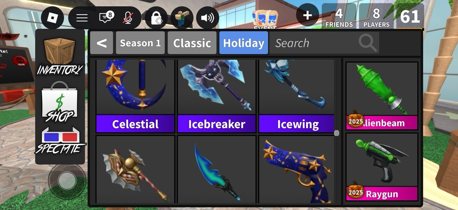Roblox mm2 godly set Raygun/Alienbeam. selling my whole inventory since i quit Roblox mm2 godly set Raygun/Alienbeam. selling my whole inventory since i quit