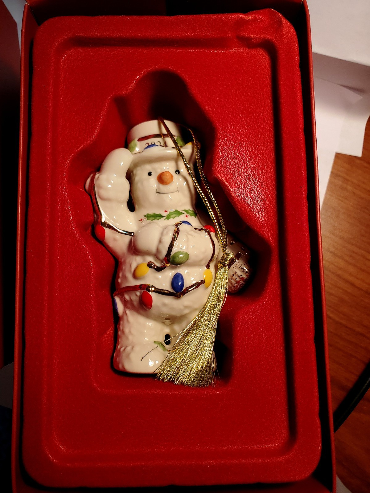Lenox 2024 Snowman with Lights Annual Christmas Ornament NIB