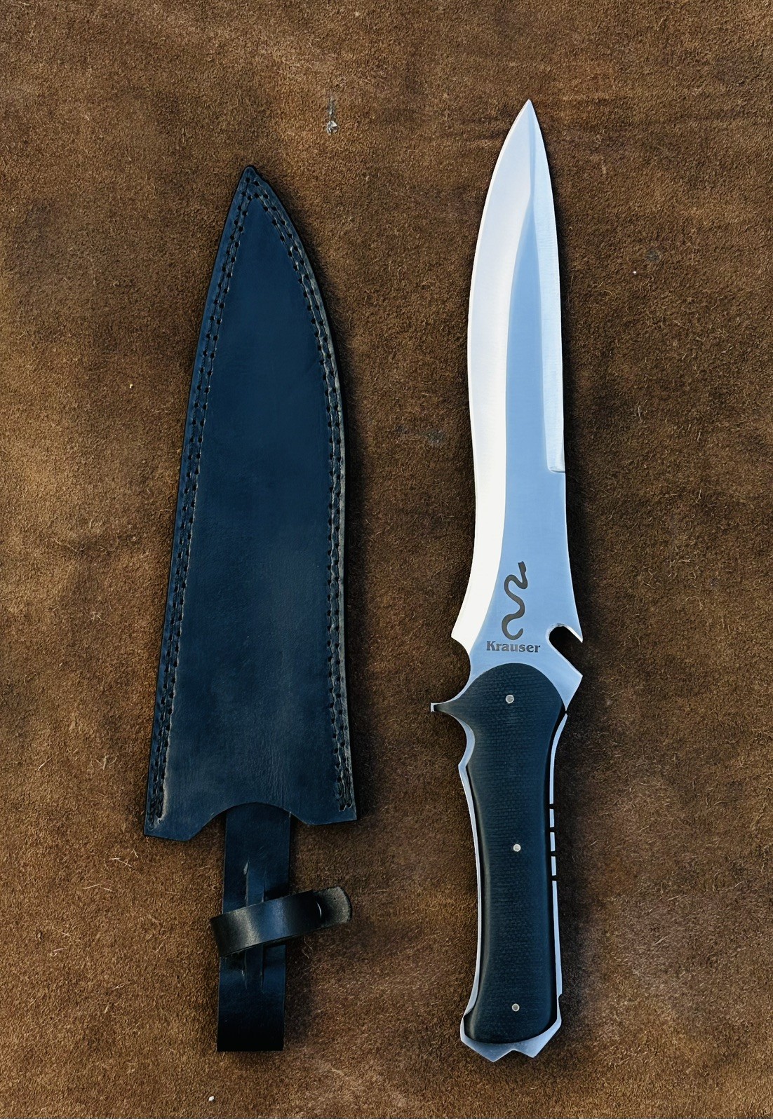 Custom Handmade 5160 Spring Steel Krauser Knife Large Version , Fully Functional