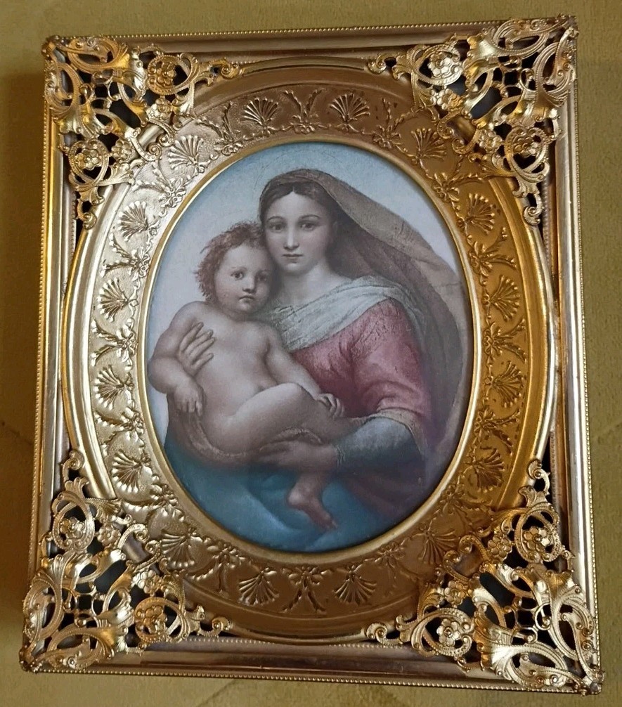 Antique Small Victorian Style Frame Sistine Madonna Miniature Raphael 4.5 x 5.5 Antique Small Victorian Style Frame Sistine Madonna Miniature Raphael 4.5 x 5.5