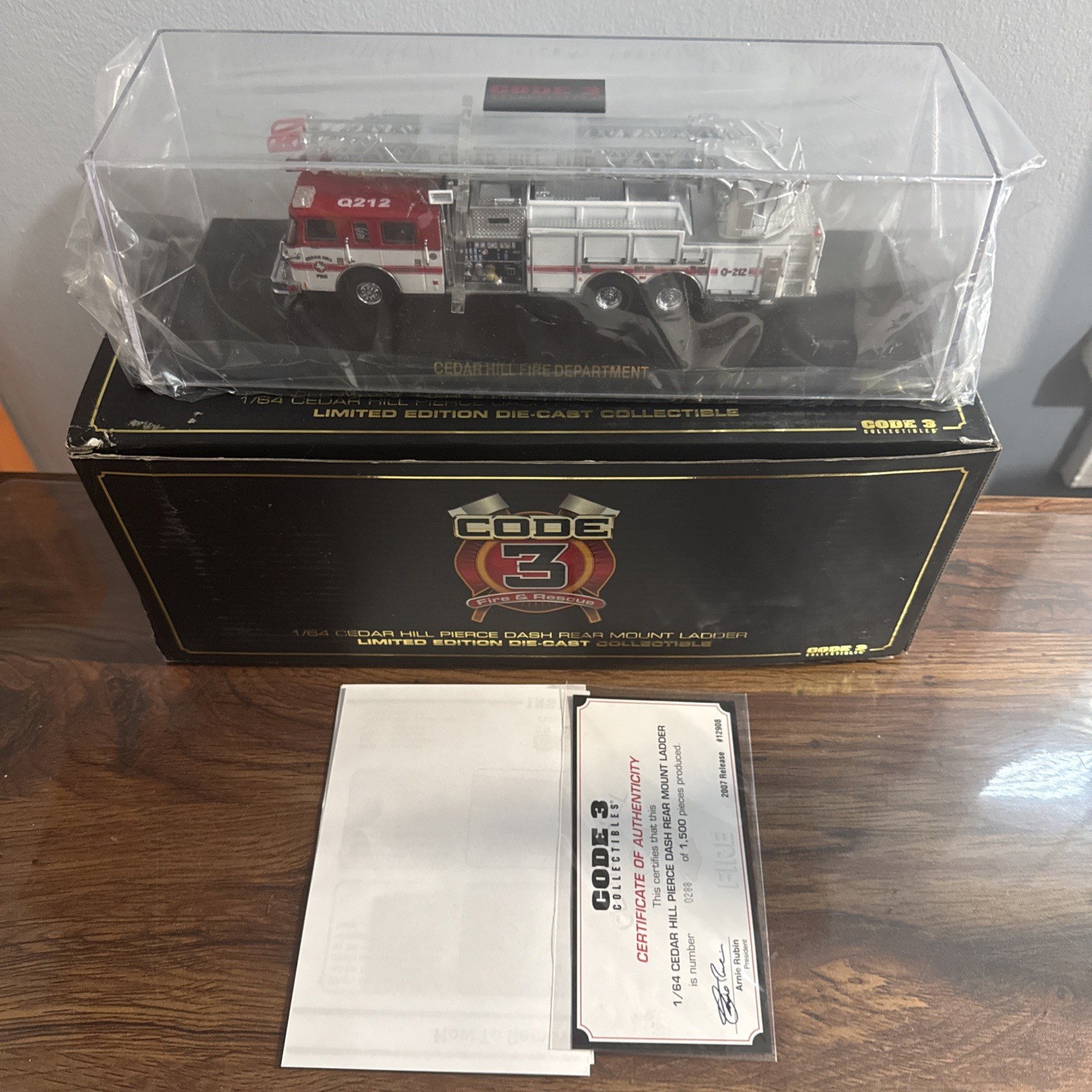 Code 3 Fire & Rescue Cedar Hill Pierce Dash Rear Mount Ladder Ltd Ed #12908 New