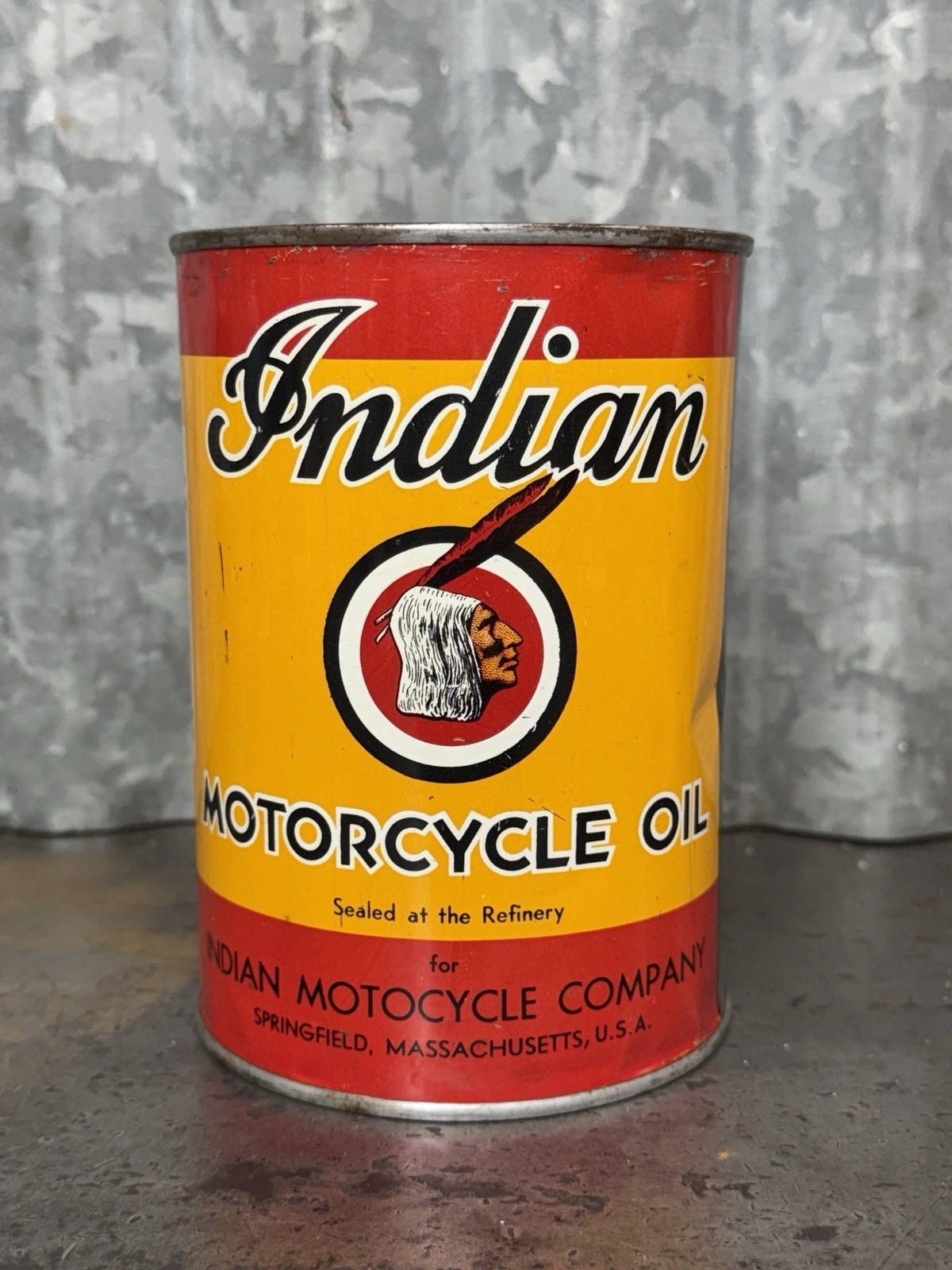 INCREDIBLE Indian Motorcycle Oil One Quart Can FULL Five-Color INCREDIBLE Indian Motorcycle Oil One Quart Can FULL Five-Color