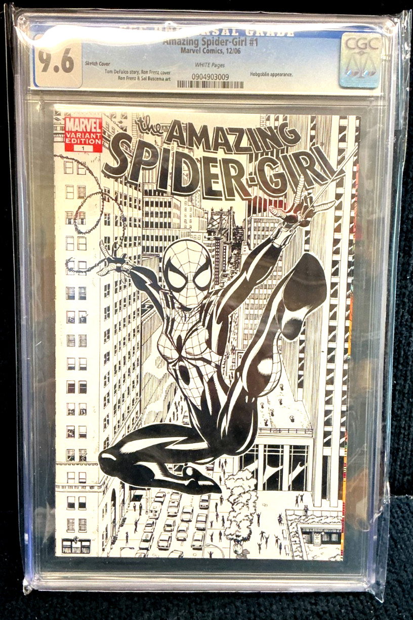 2006 MARVEL #1 AMAZING SPIDER-GIRL /COLOR VARIANT BLACK & WHITE SKETCH - CGC 9.6
