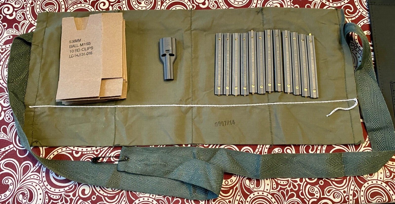 Original U.S. Military Surplus 5.56 MM/223 Bandolier Repack Kit w/Spoon + Clips Original U.S. Military Surplus 5.56 MM/223 Bandolier Repack Kit w/Spoon + Clips