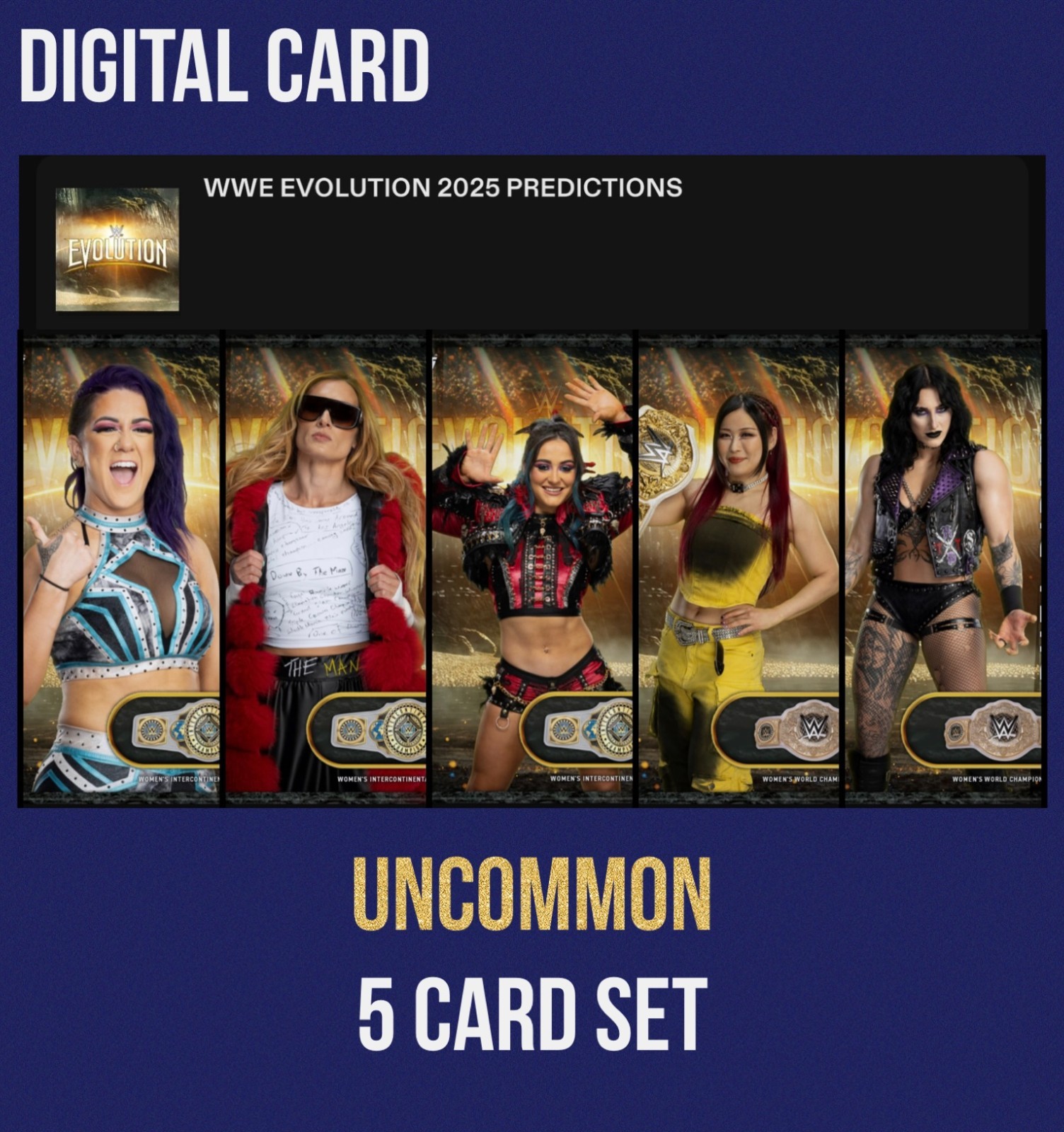 DIGITAL Topps WWE Slam WWE Evolution 2025 Predictions 5 Card Set