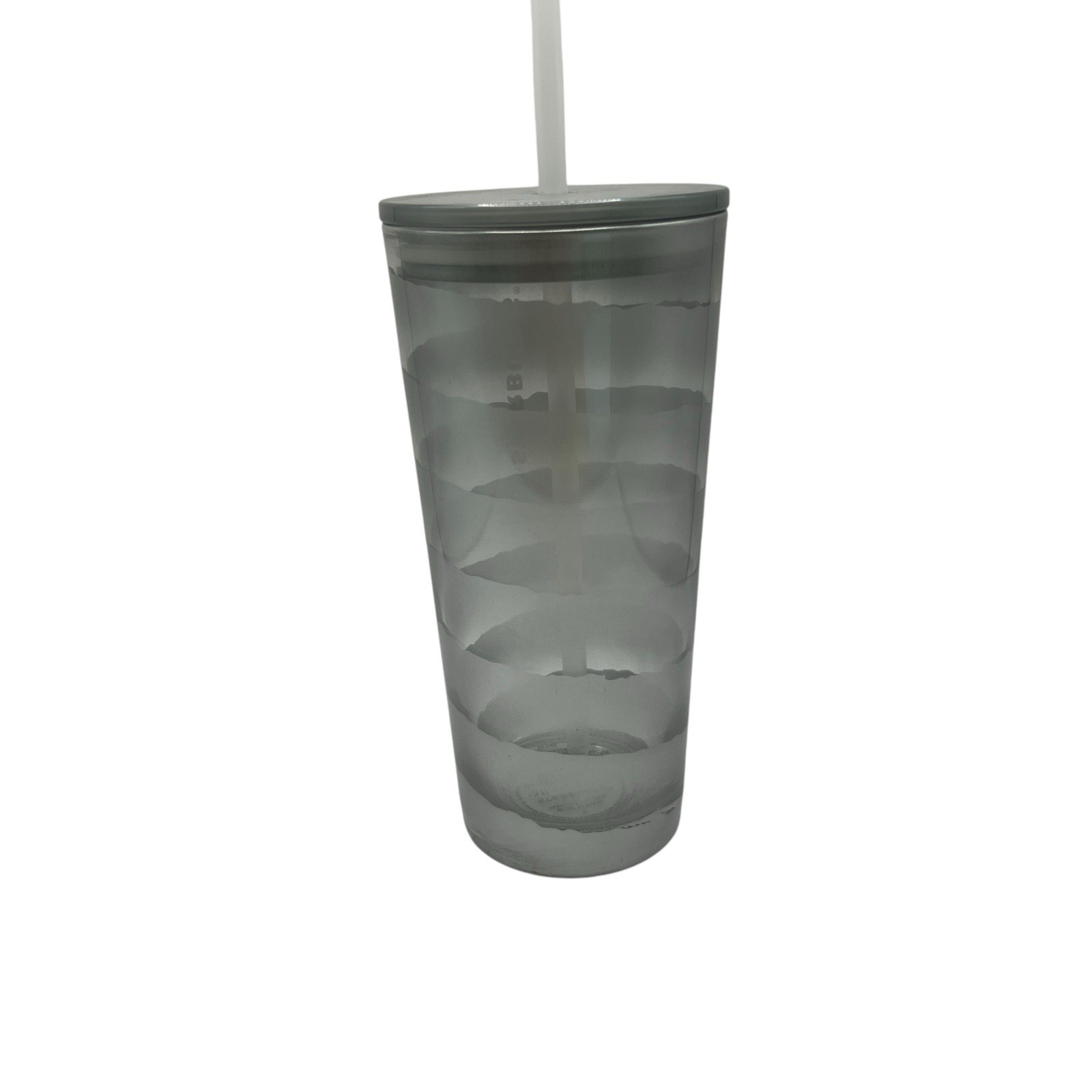 2023 Starbucks UNRELEASED Holiday METALLIC SILVER RIBBON Recycled GLASS CUP🥛