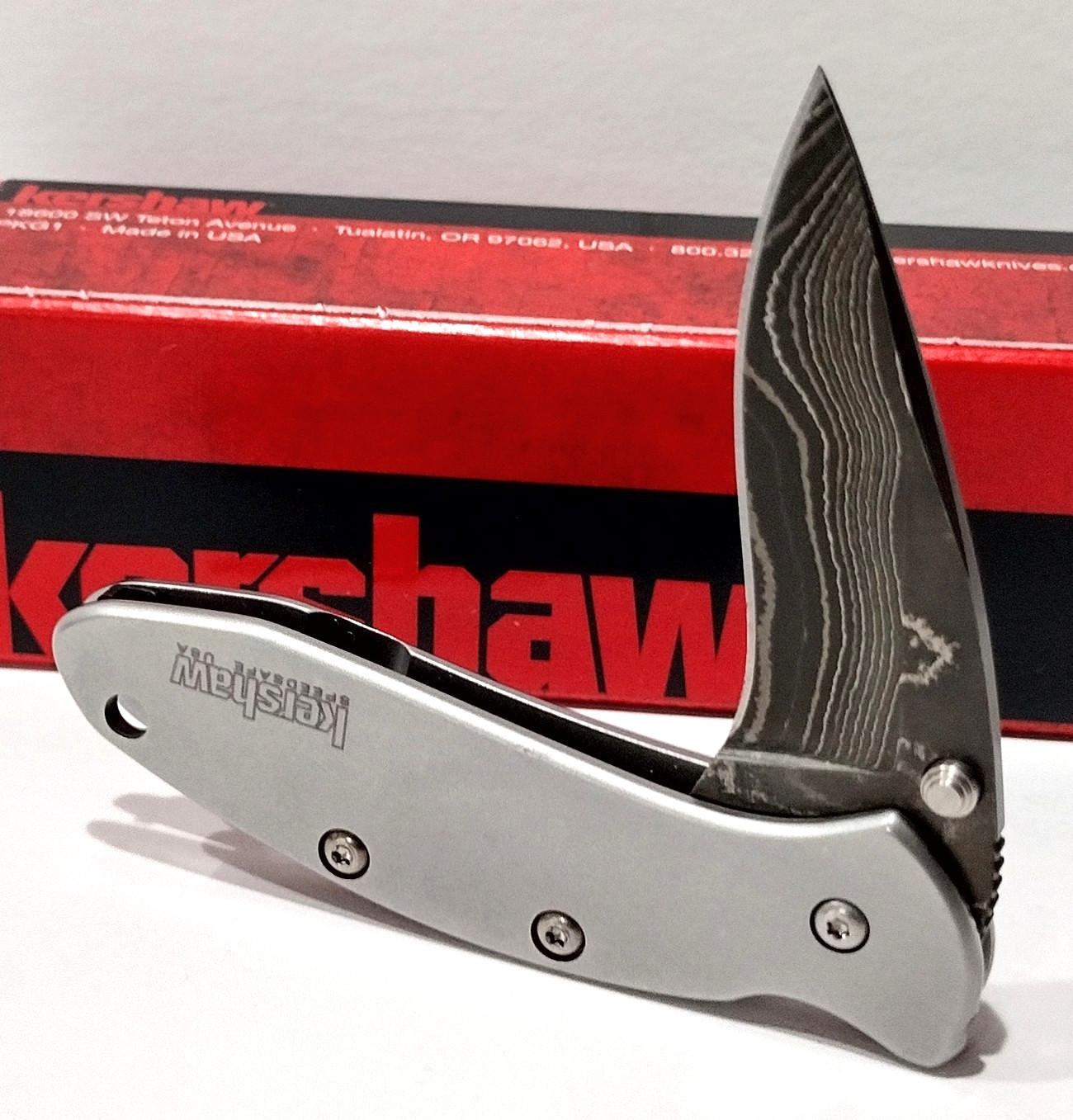 KERSHAW USA KS1600DAM Chive Damascus Spring Open Assisted Pocket Knife F. 2nd KERSHAW USA KS1600DAM Chive Damascus Spring Open Assisted Pocket Knife F. 2nd