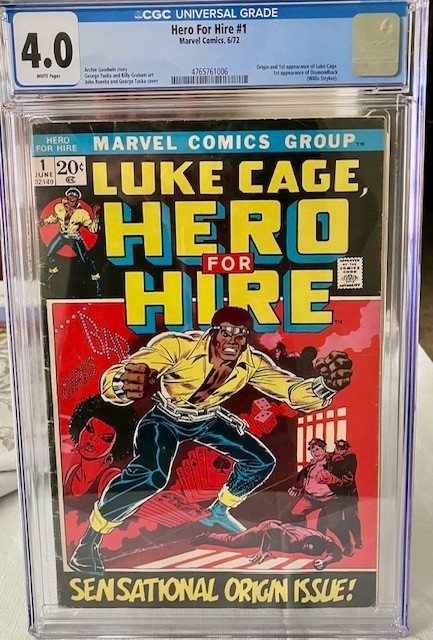 LUKE CAGE, HERO FOR HIRE #1 CGC 4.0 WHITE Pages - ORIGIN AND FIRST APPEARANCE LUKE CAGE, HERO FOR HIRE #1 CGC 4.0 WHITE Pages - ORIGIN AND FIRST APPEARANCE