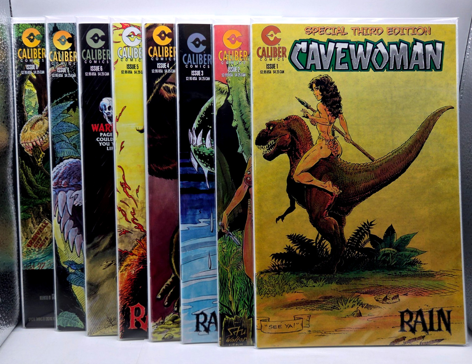 Cavewoman Rain #1-8 Set Caliber Comics 1996-97 Special Editions Original Bag WP