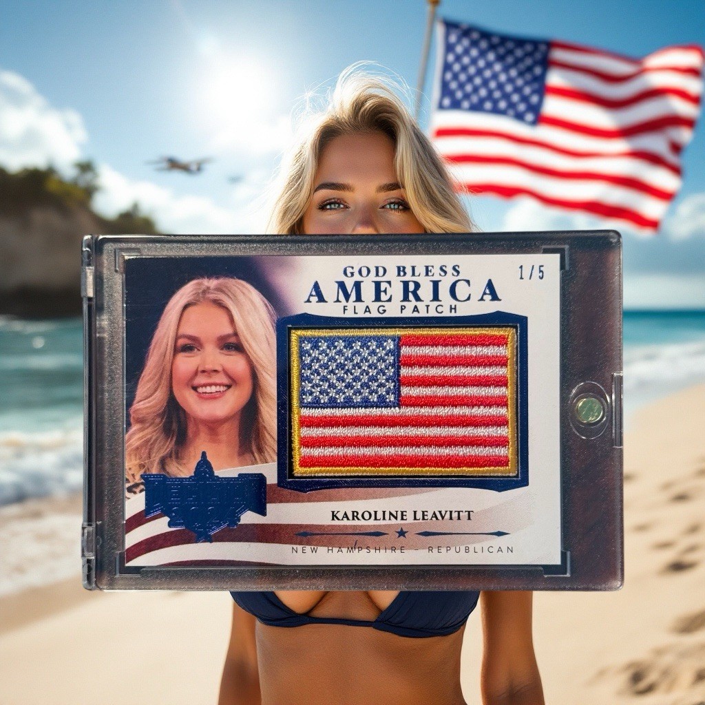 2024 Decision God Bless America Flag Patch Blue Foil Karoline Leavitt 1/5 Trump