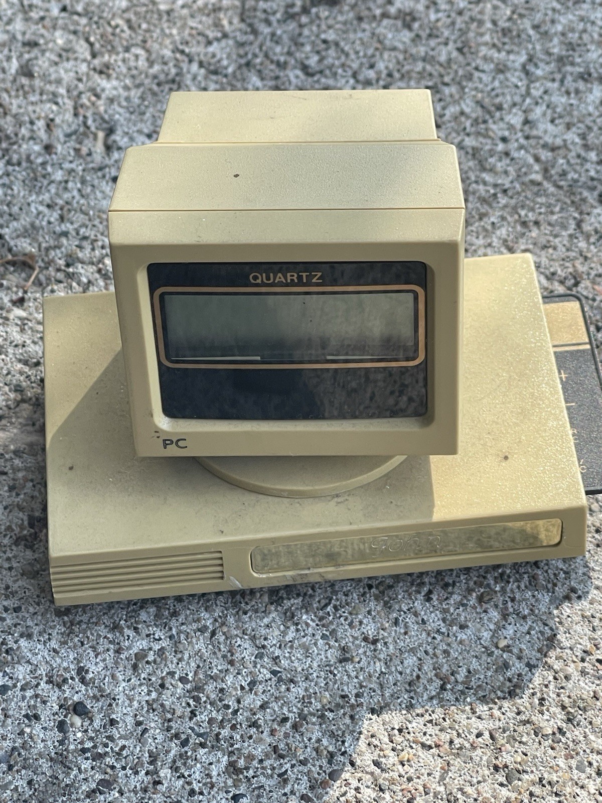 Vintage Quartz Desk Clock Hidden Pull-Out Calculator Computer Floppy Disk Style