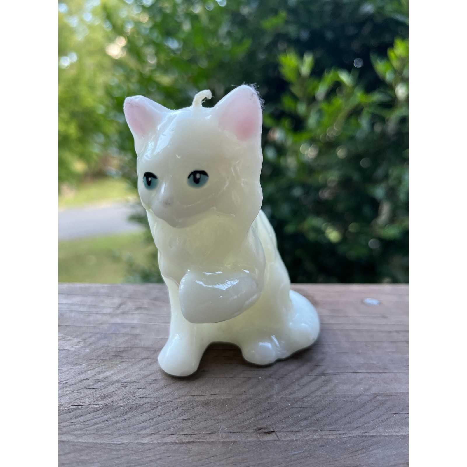 Vintage Figural Cat Candle White Pearlized Kitten Unburned Wick Intact Decor 4in Vintage Figural Cat Candle White Pearlized Kitten Unburned Wick Intact Decor 4in