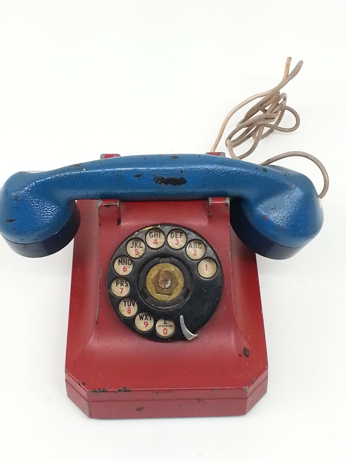 Vintage Stromberg Carlson Metal Base Blue Red Rotary Telephone