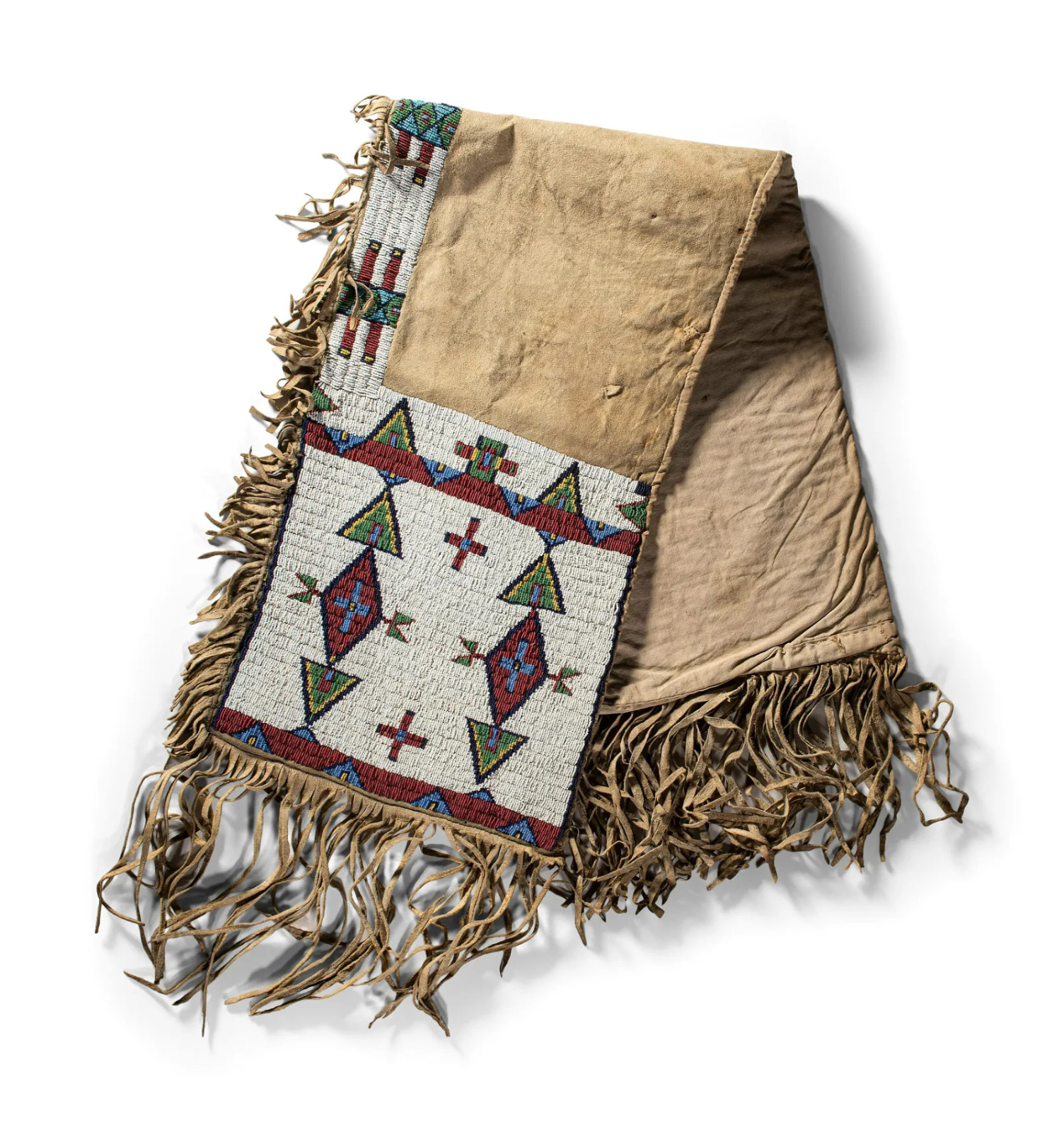 Old American Style Beaded Buffalo Hide Saddle Bags Western Native Vintage Old American Style Beaded Buffalo Hide Saddle Bags Western Native Vintage