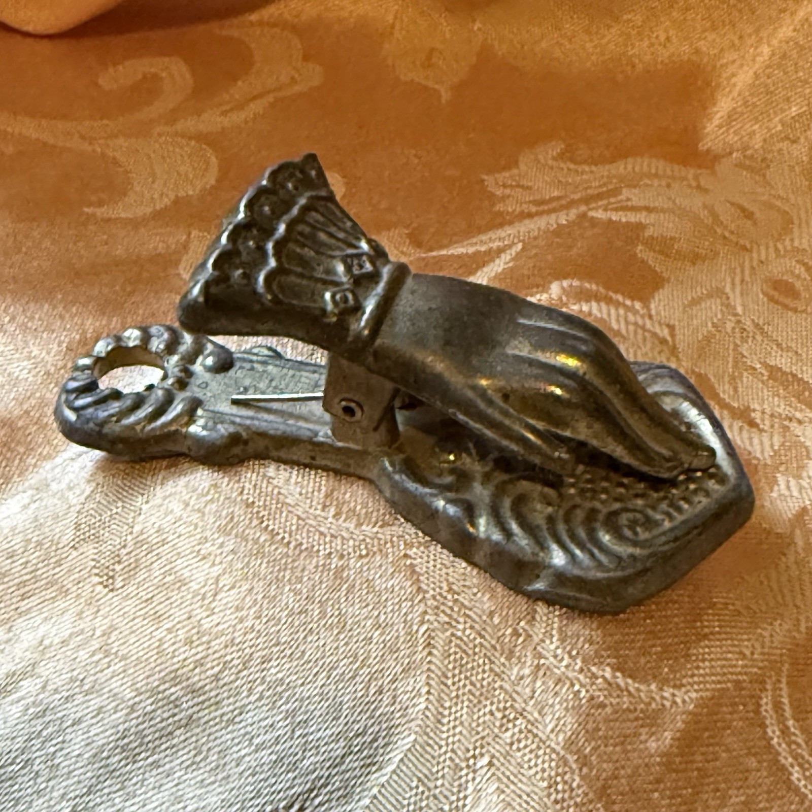 Brass Antique Victorian Clip Paper Holder 4” Long Desk Top Or Hang Japan Brass Antique Victorian Clip Paper Holder 4” Long Desk Top Or Hang Japan