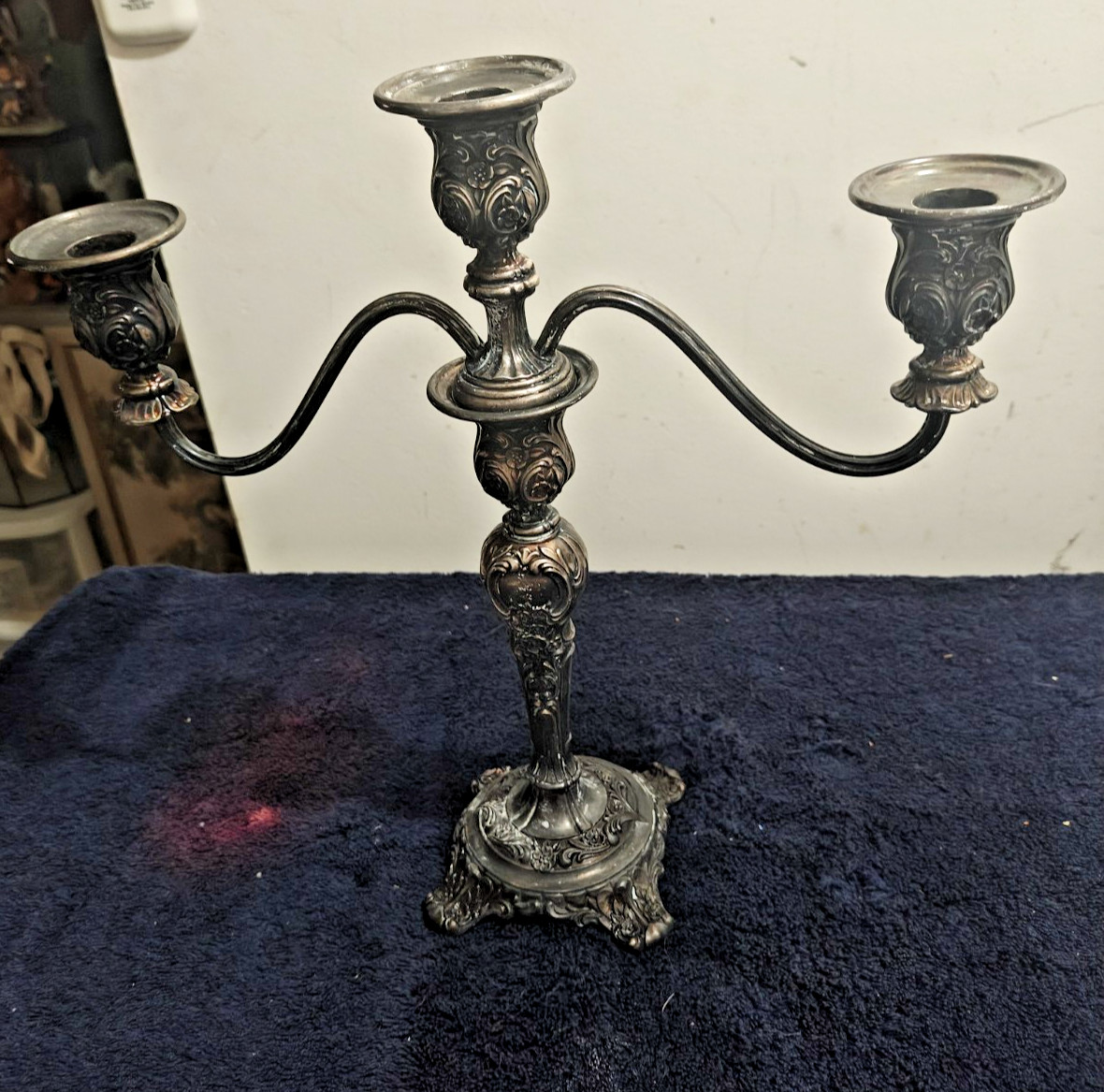 Vintage Victorian Rose Candelabra Wm Rogers & Son Convertible Silver Plate