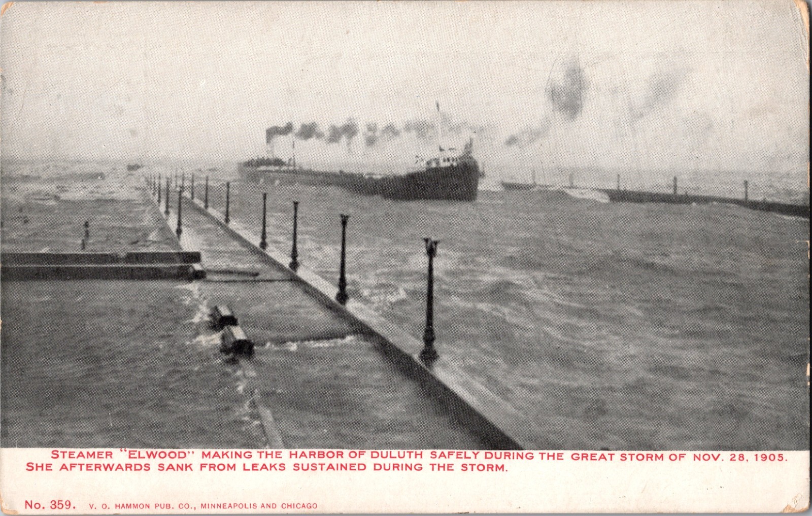 RPPC Steamer Elwood Duluth Minnesota Storm 11-28-1905 RPPC Steamer Elwood Duluth Minnesota Storm 11-28-1905