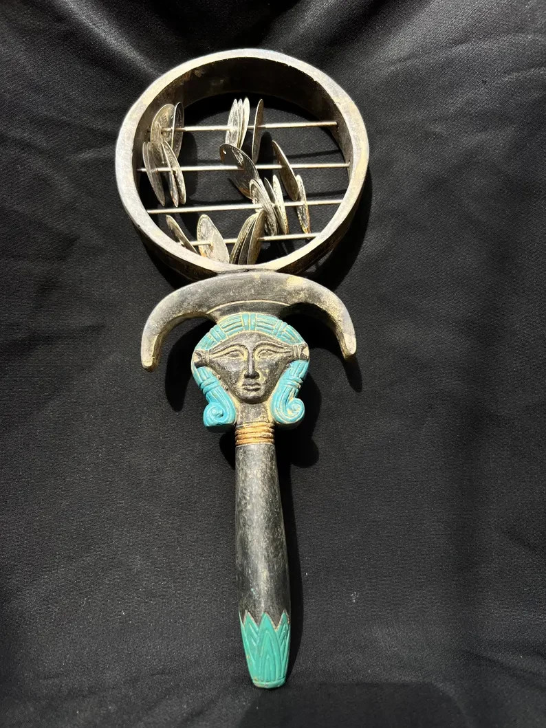 Authentic Ancient Egyptian Artifact Rare Hathor Sistrum Musical Instrument BC