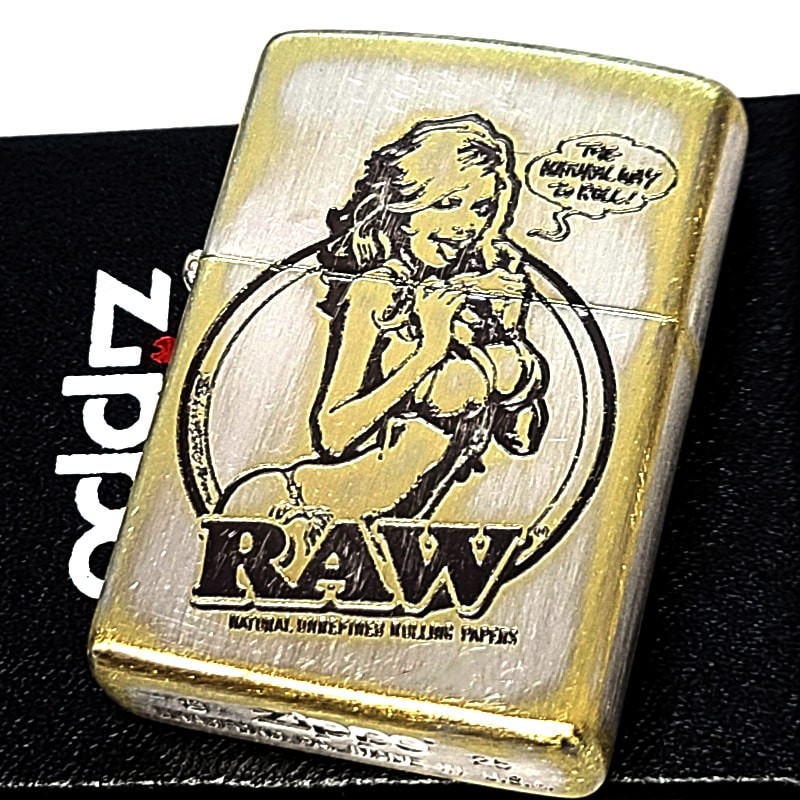 Zippo Lighter CASE ONLY Sexy RAW Girl Antiqued Silver Finish Etching Engraving