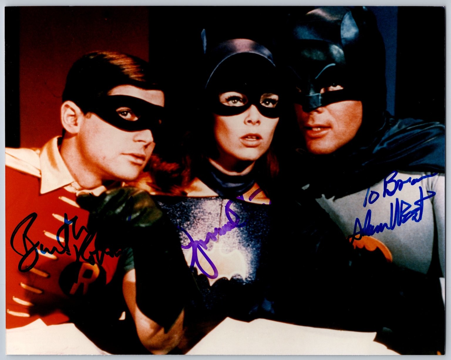 Batman 1966 TV Series Autograph Photo Adam West Burt Ward Yvonne Craig Batgirl