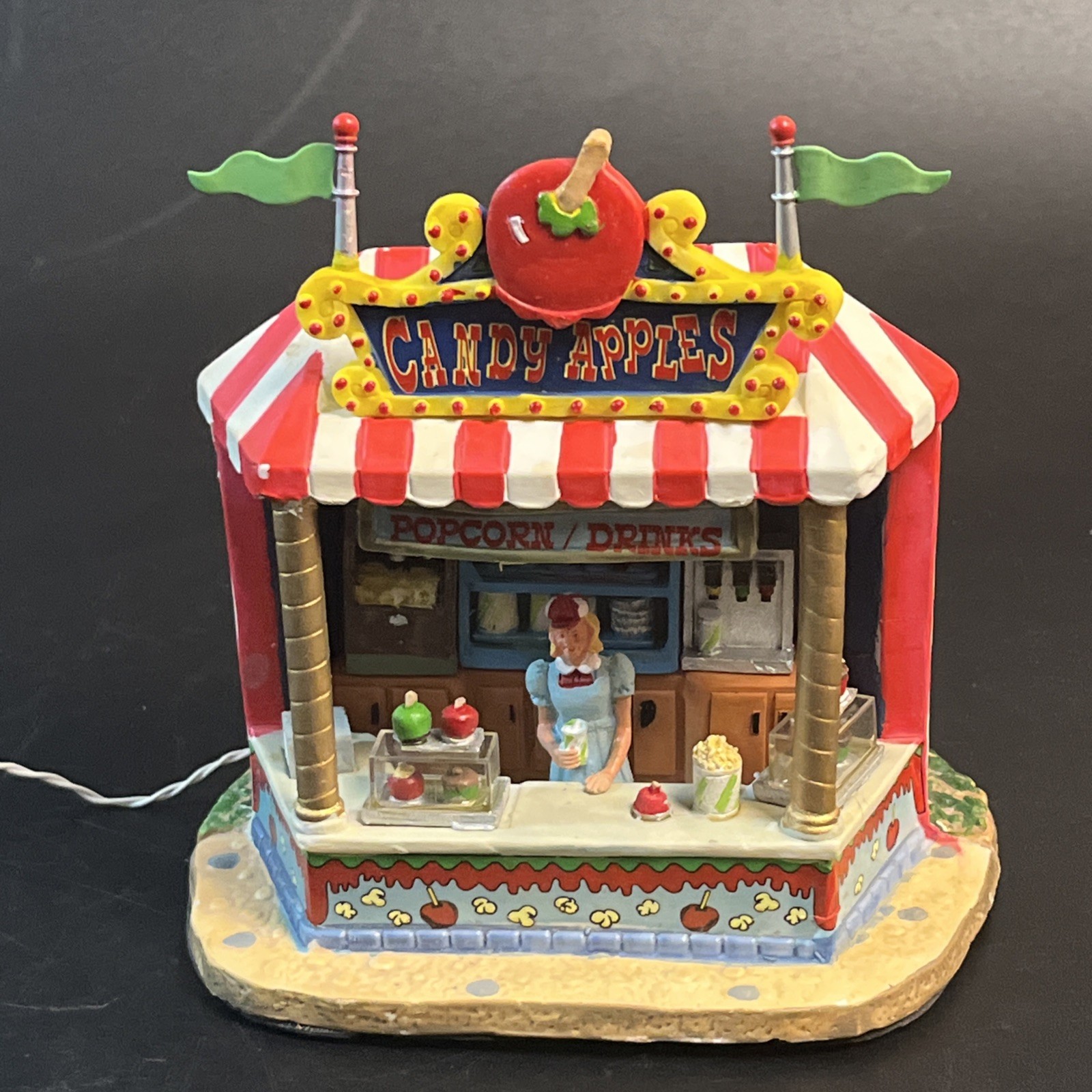 Lemax 2008 Candy Apple Stand #84825 Carnival Christmas Village Fair Stand WORKS