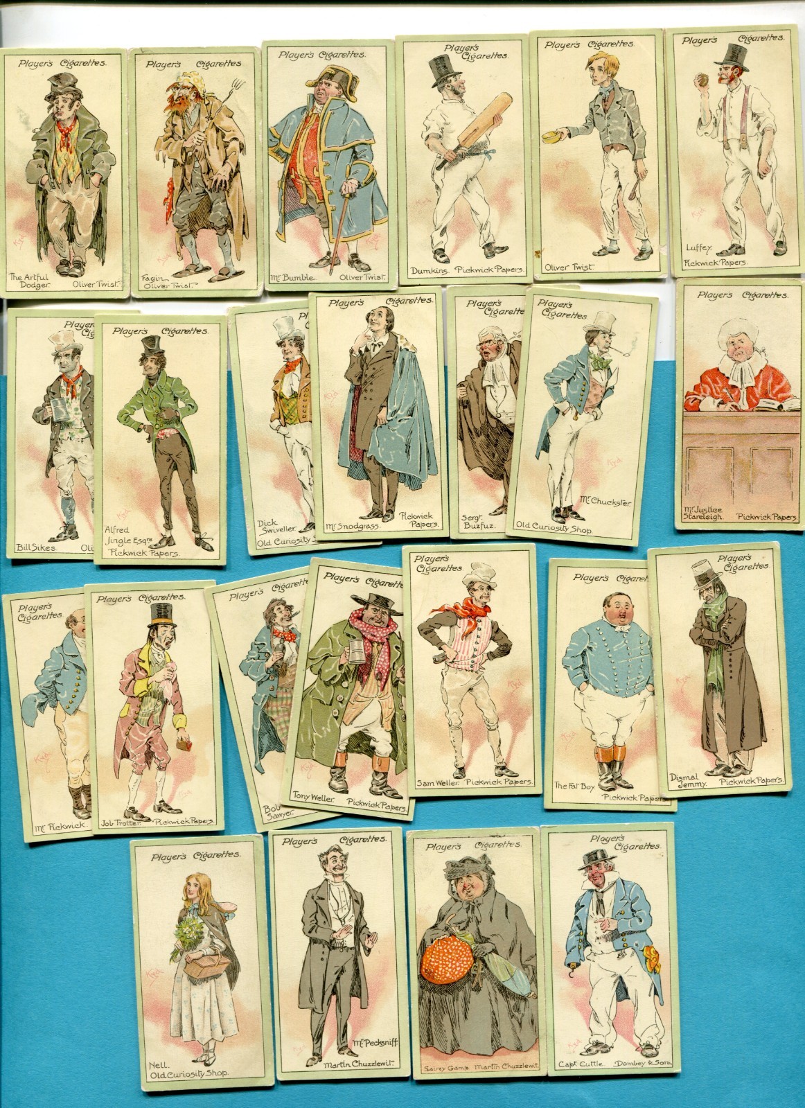 1912 JOHN PLAYER CHARACTERS FROM DICKENS 25 TOBACCO CARD 1ST SERIES SET 1912 JOHN PLAYER CHARACTERS FROM DICKENS 25 TOBACCO CARD 1ST SERIES SET