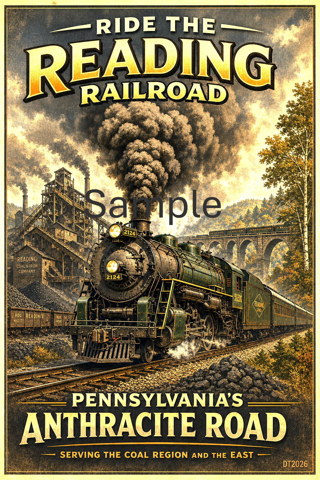Reading railroad train poster old vintage poster art 8.5 x 14 inch