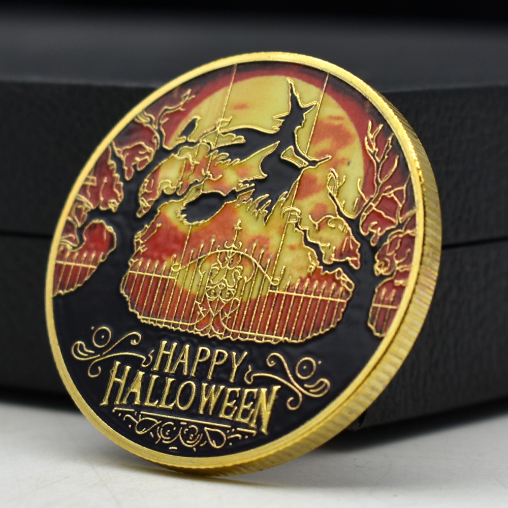 Happy Halloween Gold-Plated Challenge Coin Collectible Souvenir Gift Medal Happy Halloween Gold-Plated Challenge Coin Collectible Souvenir Gift Medal