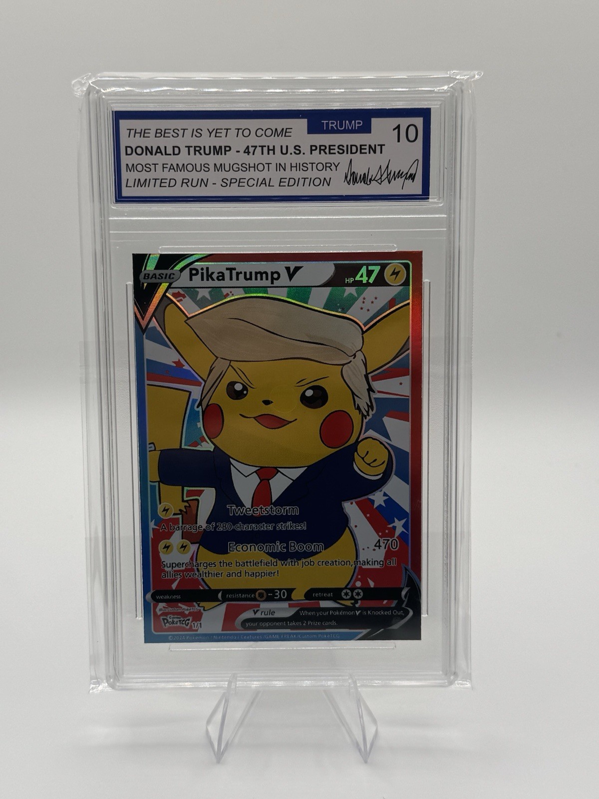 PokeiCG PikaTrump V #470 Donald Trump Autographed 2021 Limited Run Special Ed
