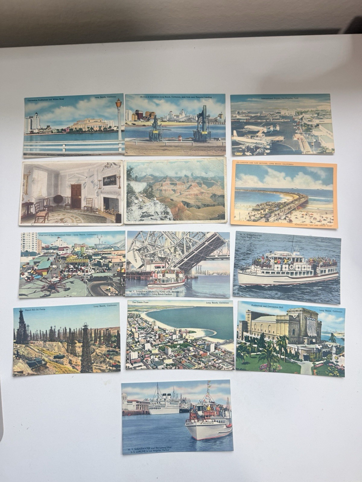 13 Vintage California Postcards Long Beach Shearwater Signal Hill 1920’s
