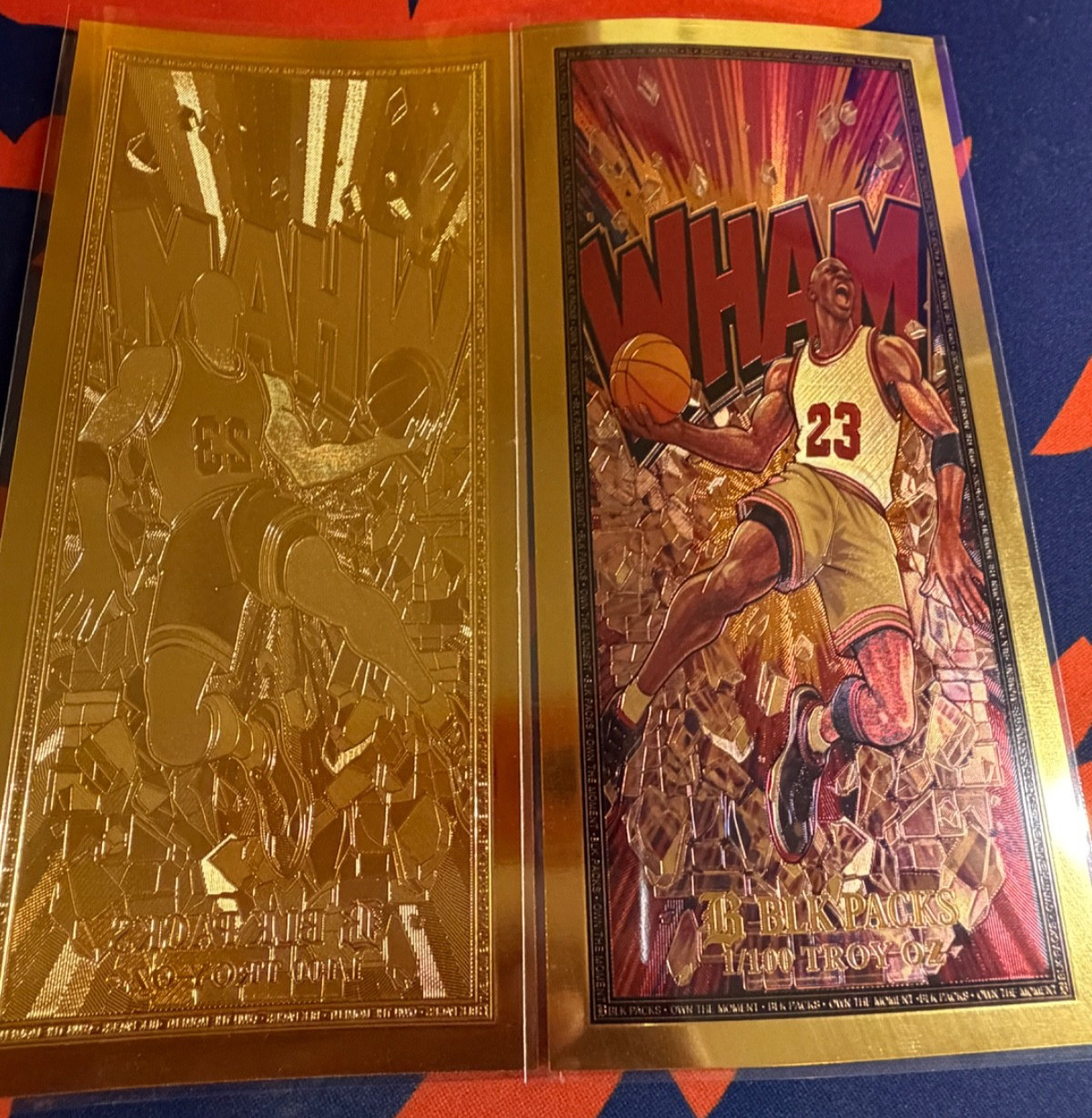 5 X GoldBack 24K, 1/100 Troy Oz. WHAM Crunch Time Basketball 1995-96 MVP #23
