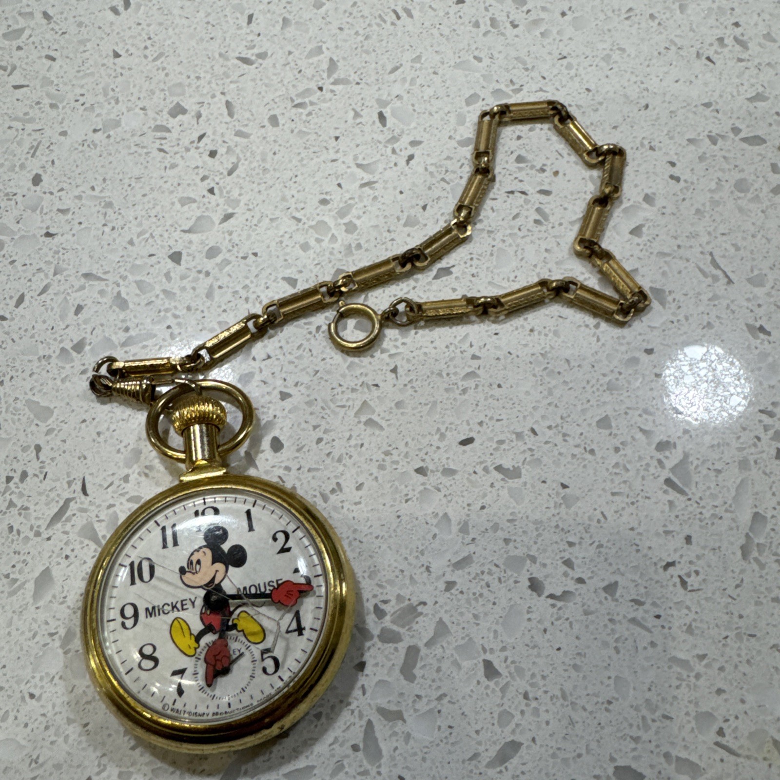 Vintage Bradley Mickey Mouse Pocket Watch - Train Back - 1970s Disney non tested Vintage Bradley Mickey Mouse Pocket Watch - Train Back - 1970s Disney non tested