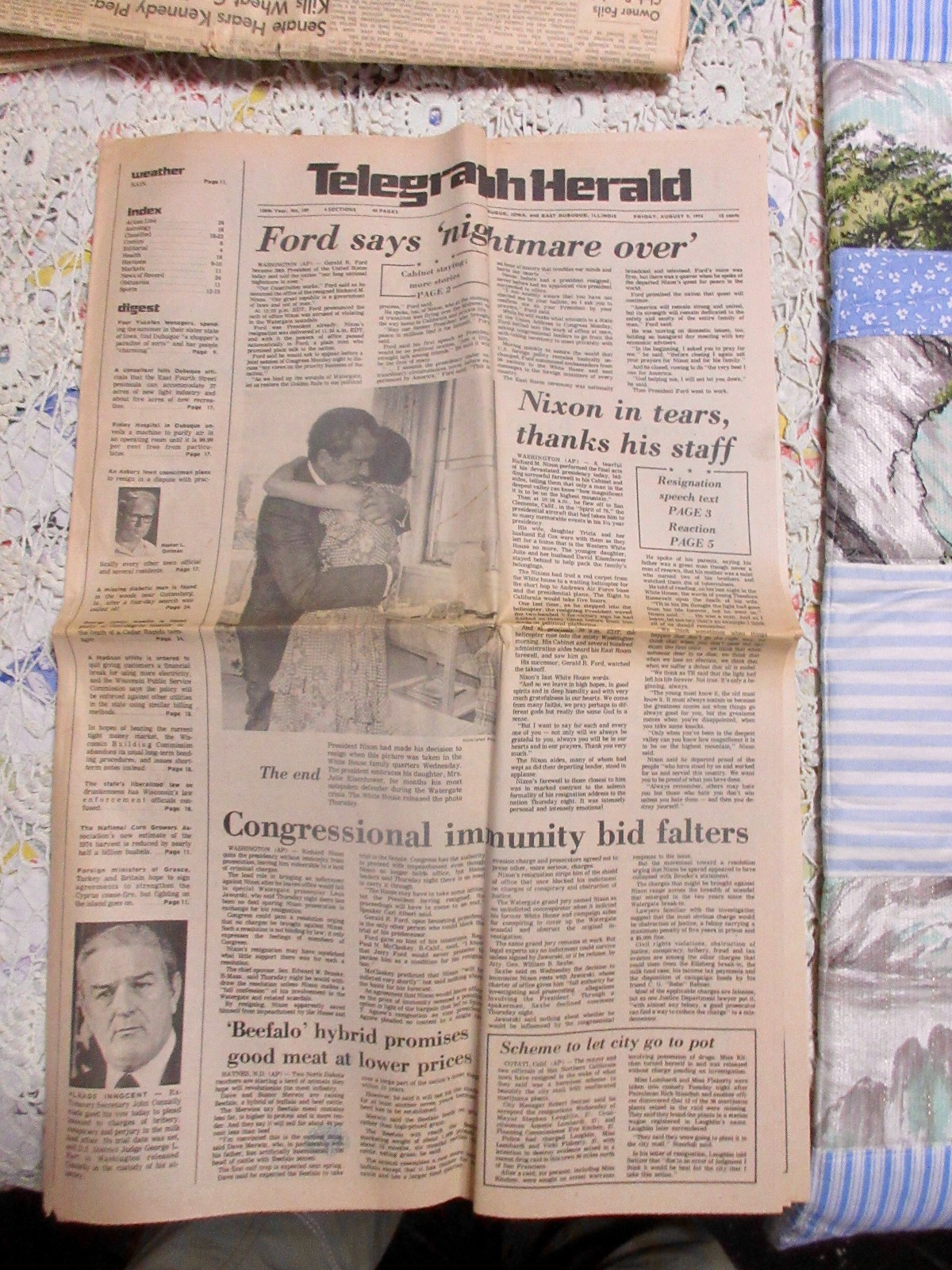 Aug 8 1974 NIXON RESIGNS ~NIGHTMARE OVER~ Dubuque Telegraph Herald Full Section Aug 8 1974 NIXON RESIGNS ~NIGHTMARE OVER~ Dubuque Telegraph Herald Full Section