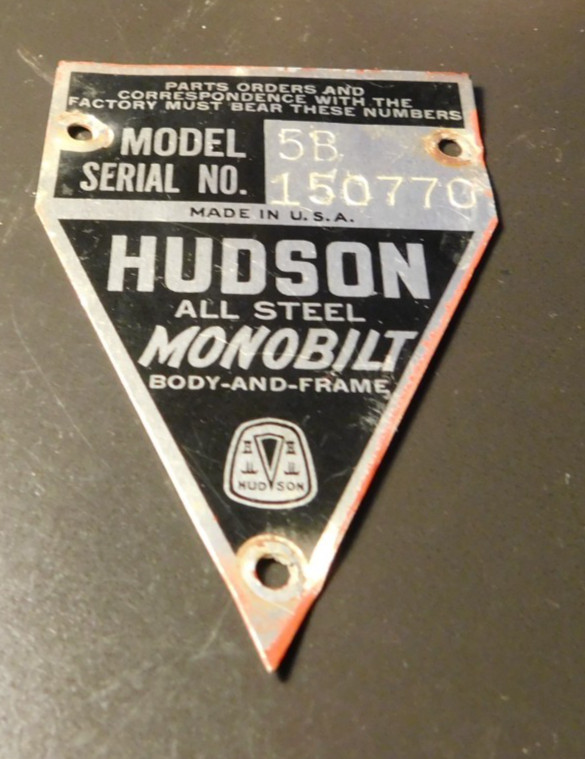 Rare Hudson All Steel Monobilt Model 5B Metal badge, tag. BUY IT NOW.