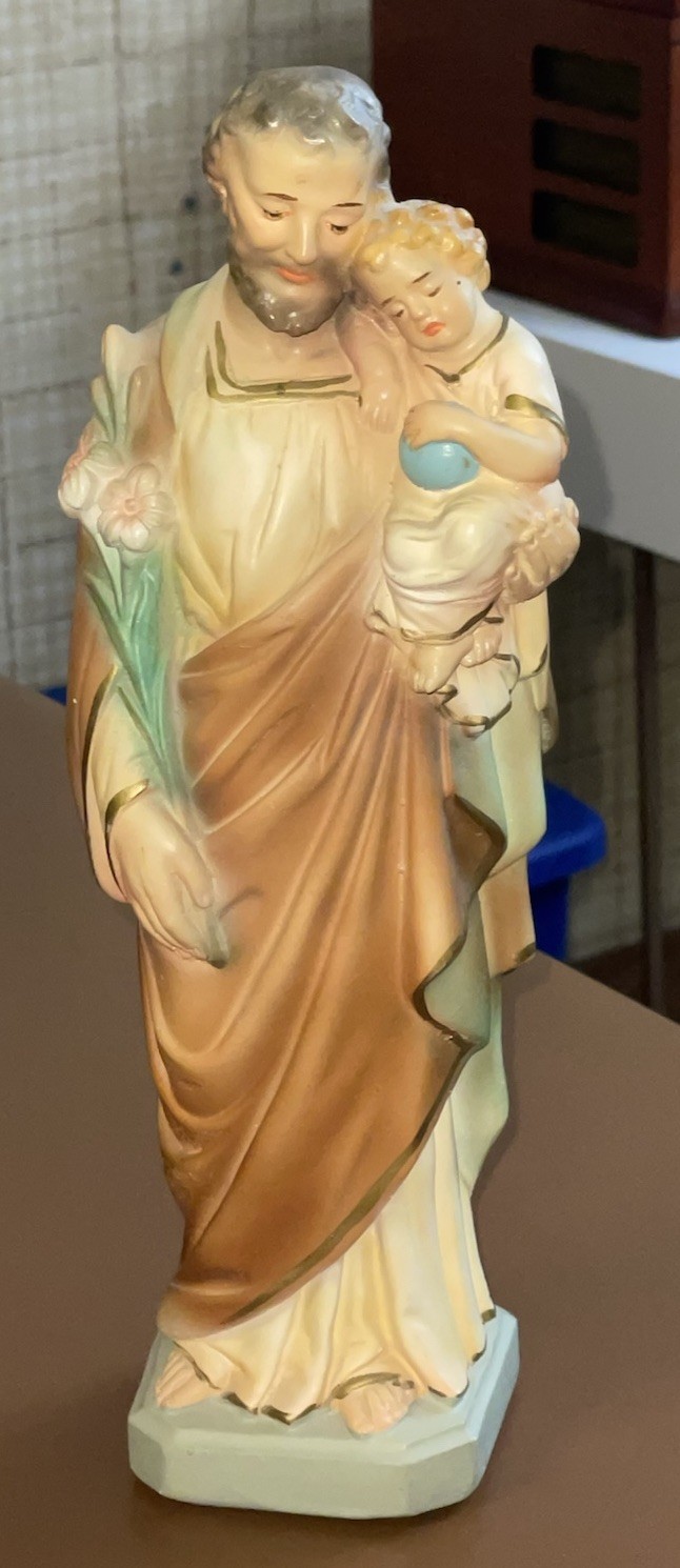 * VINTAGE PLASTER SAINT JOSEPH W/ CHILD STATUE 13 * VINTAGE PLASTER SAINT JOSEPH W/ CHILD STATUE 13