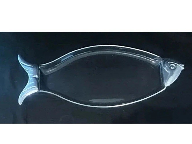 VTG 1970s Grainware 24' Clear Acrylic Lucite Aluminum Fish Platter USA VTG 1970s Grainware 24' Clear Acrylic Lucite Aluminum Fish Platter USA