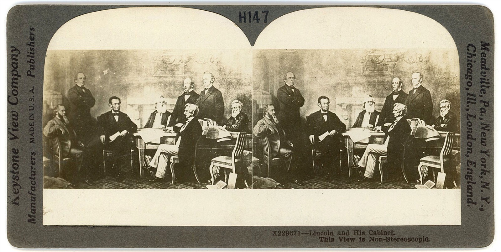 PRESIDENT STEREOVIEW - Abraham Lincoln & His Cabinet - Keystone 