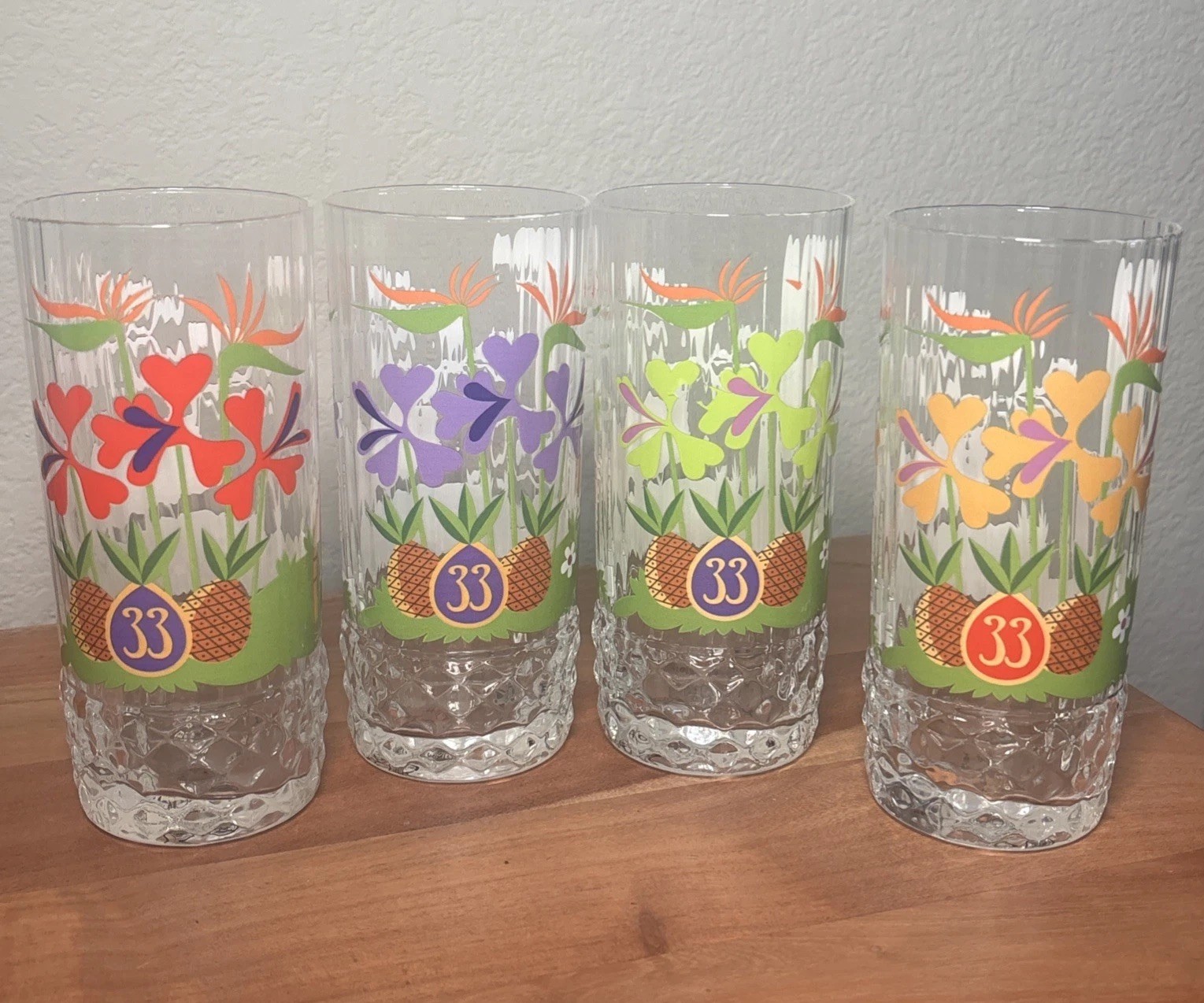 Disneyland Club 33 SHAG Highball Glasses Set of 4 Tropical Hideaway Tiki Room